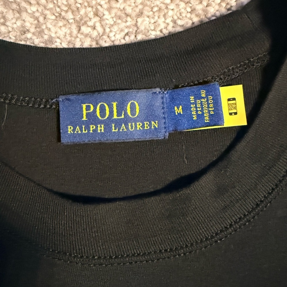 Polo Ralph Lauren Match Pony Black Tee with embroidered letters on sleeve - Picture 3 of 4